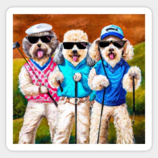 Golfing Dogs Oil Painting Sticker